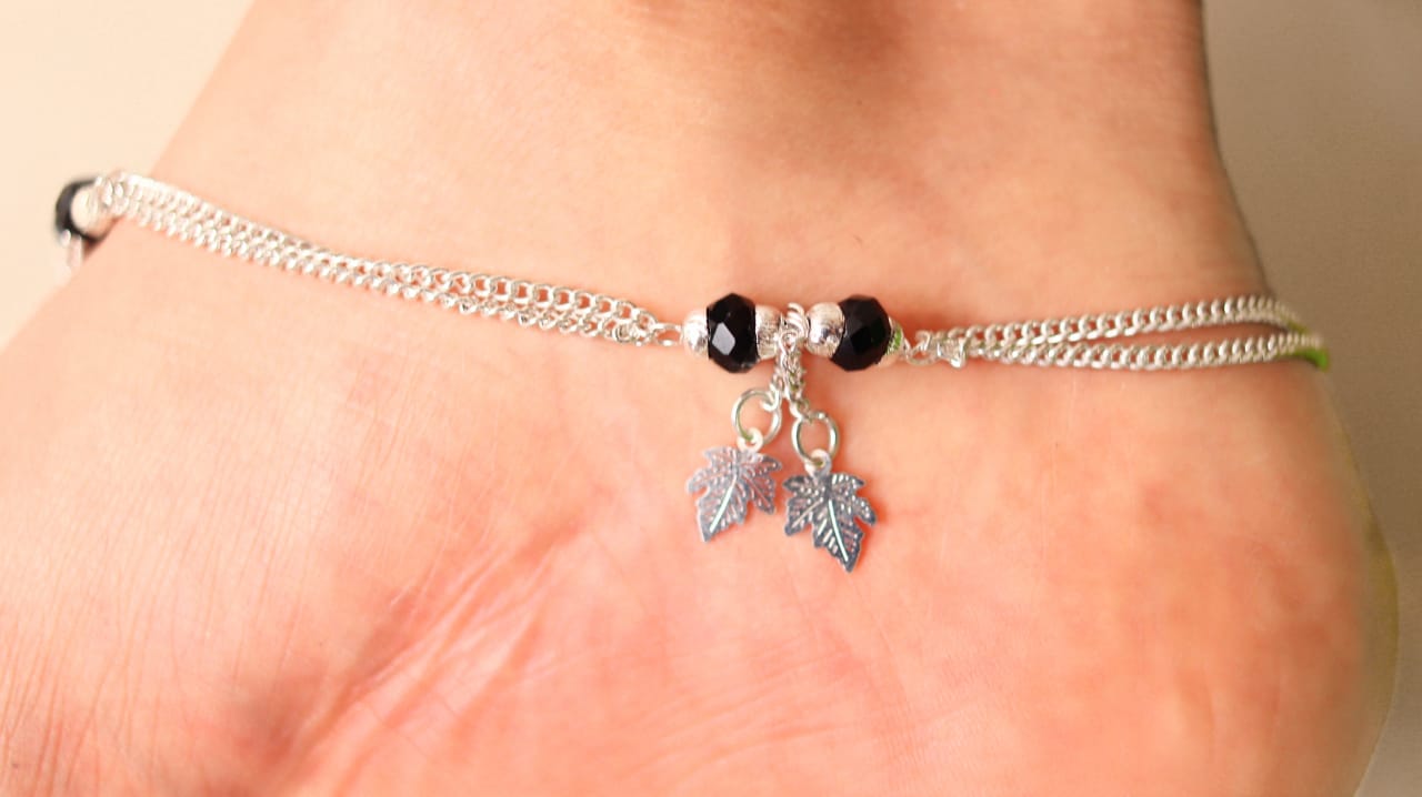 Flower Pattern Silver Anklet - Abdesignsjewellery