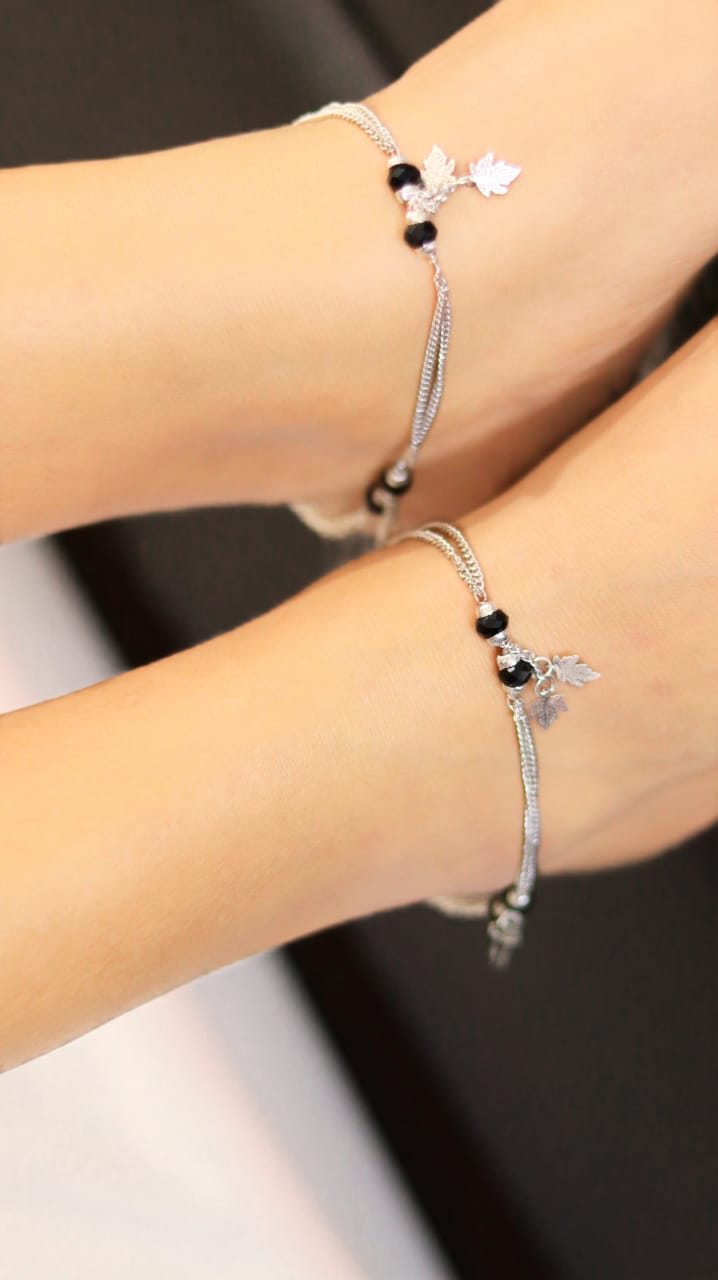 Flower Pattern Silver Anklet - Abdesignsjewellery
