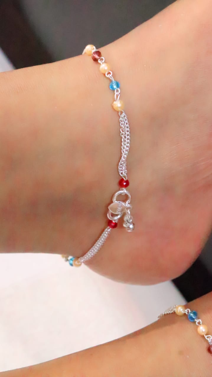Heritage Round Silver Women Anklets - Abdesignsjewellery
