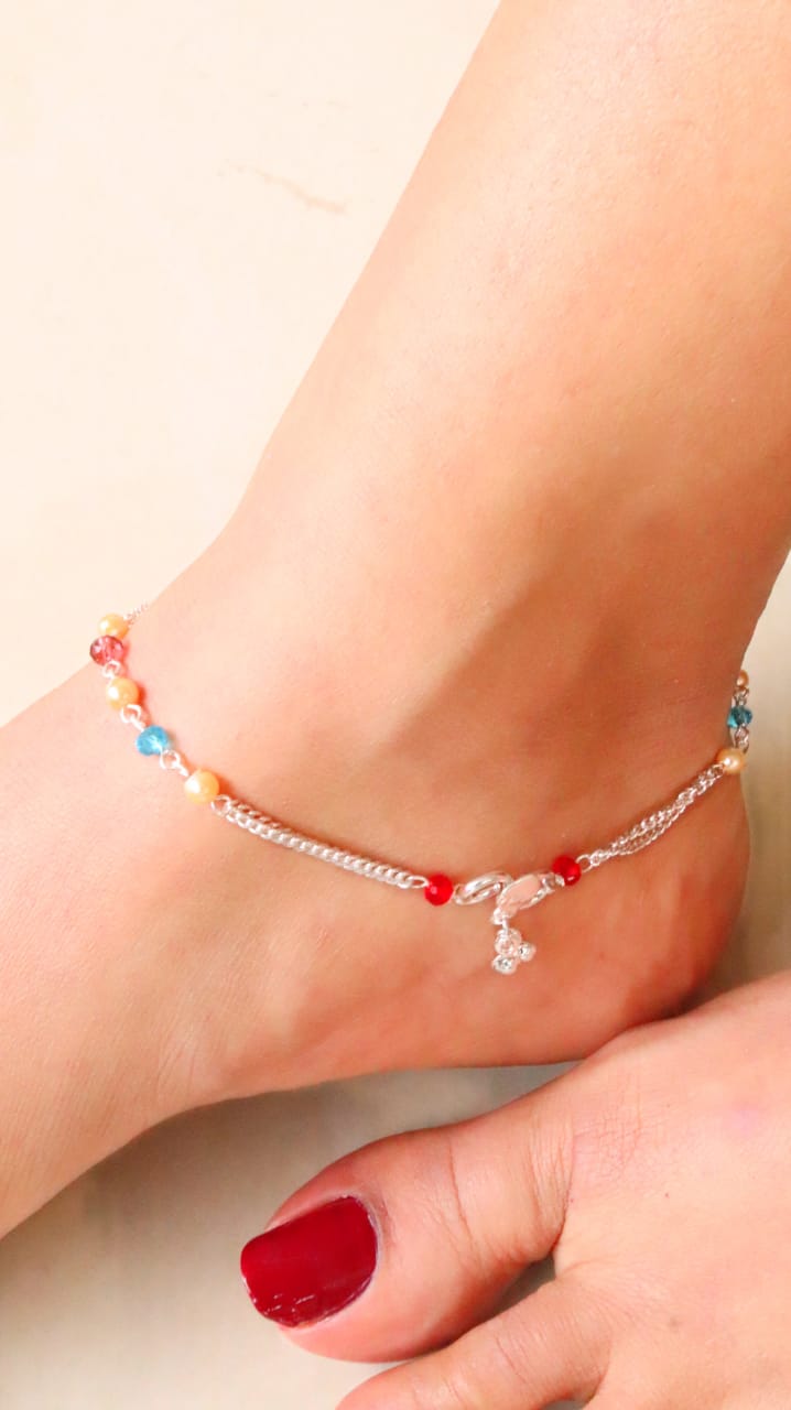 Heritage Round Silver Women Anklets - Abdesignsjewellery