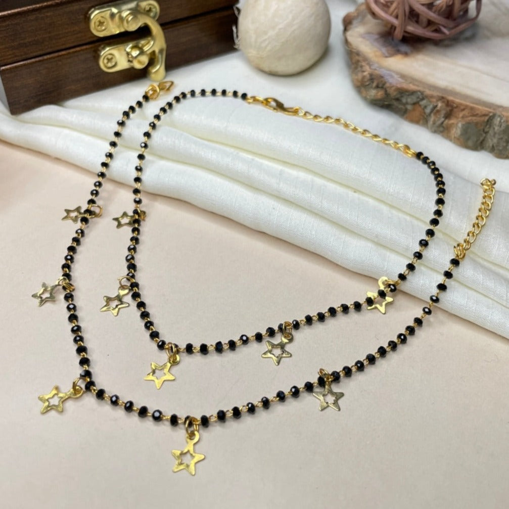 Star Black Crystal Bead Anklet