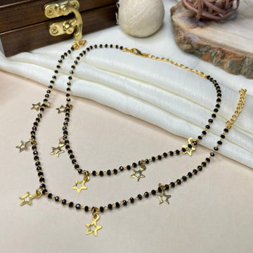 Star Black Crystal Bead Anklet