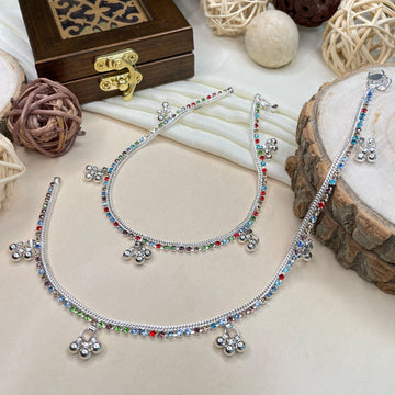 Traditional MultiGungru Silver Plated Anklet