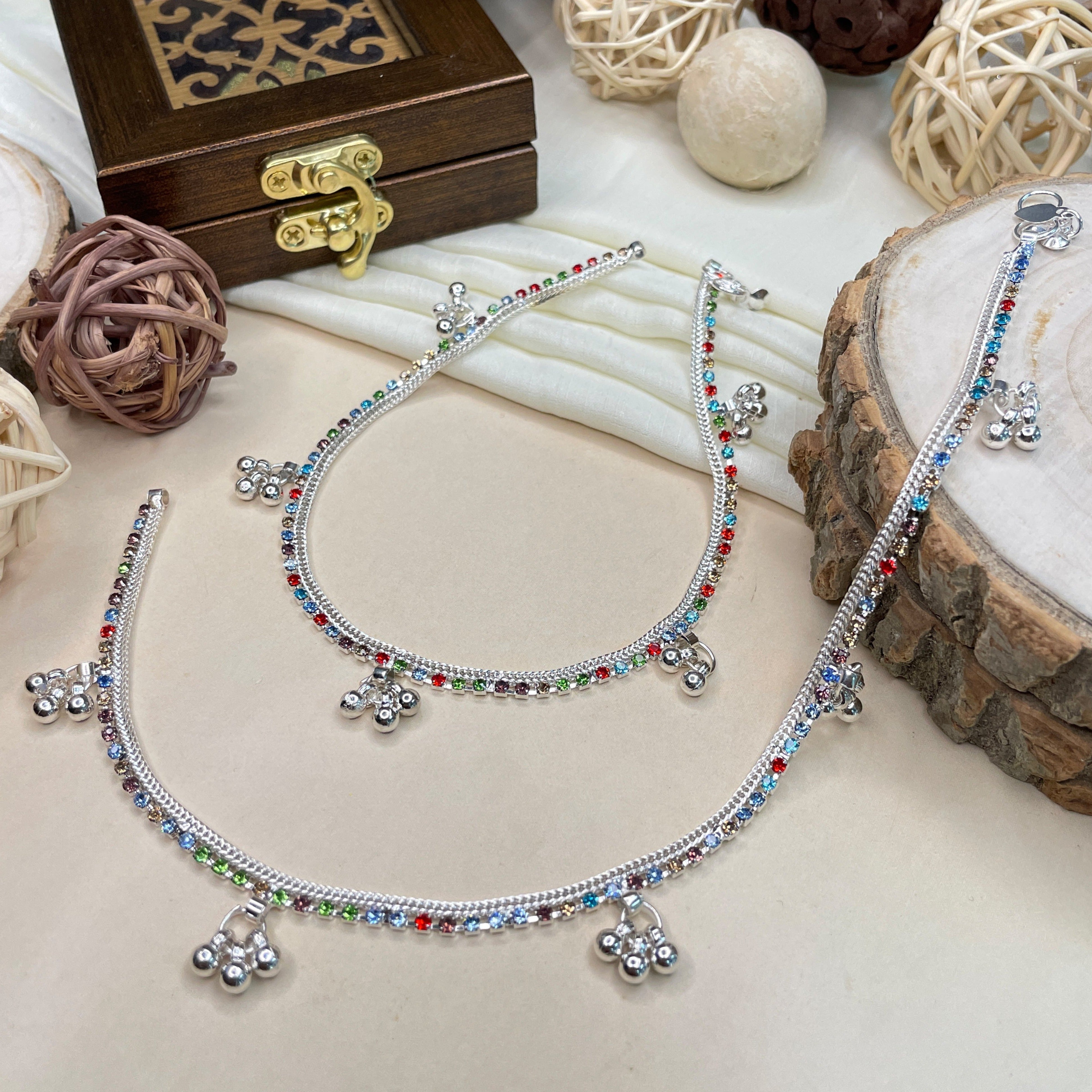 Traditional MultiGungru Silver Plated Anklet