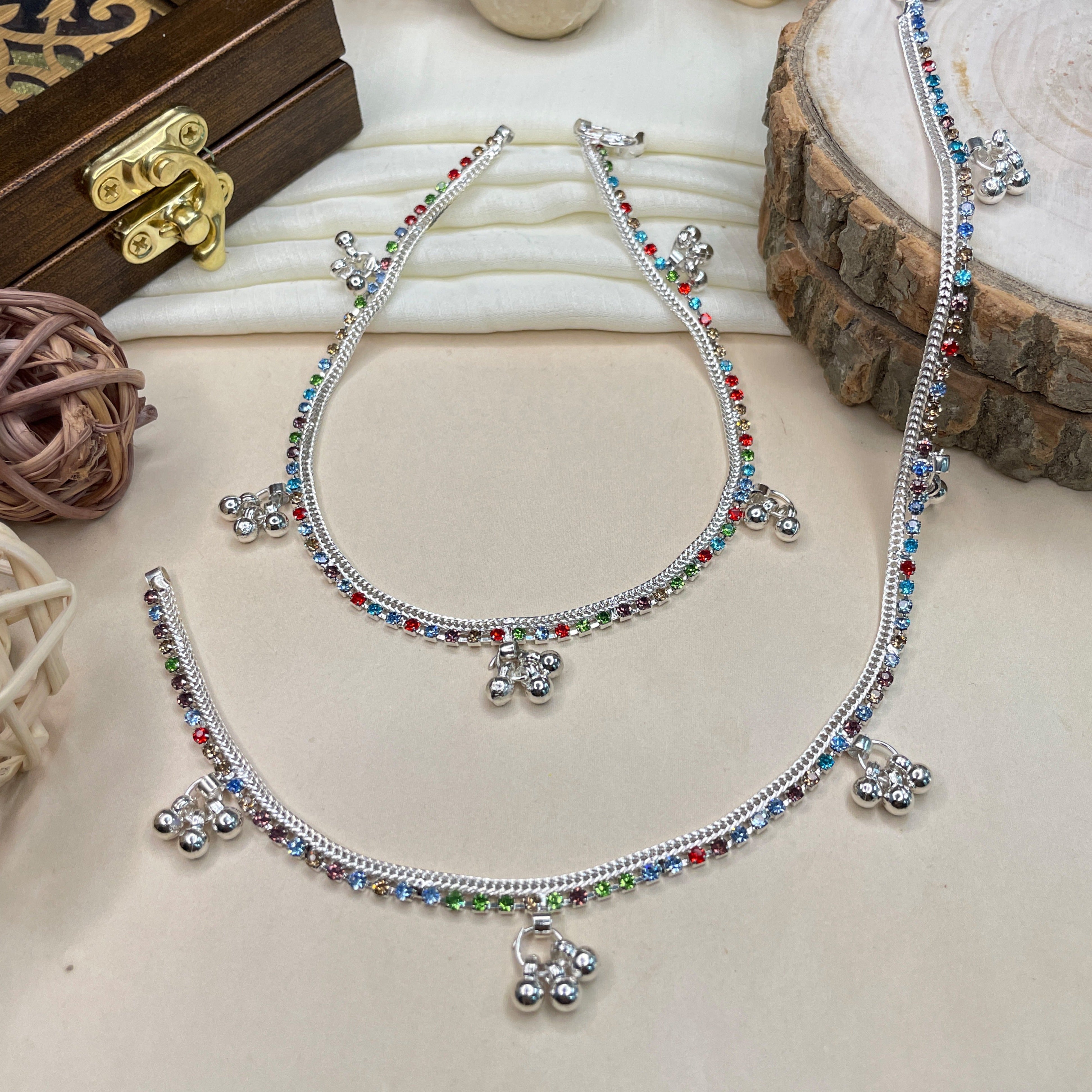 Traditional MultiGungru Silver Plated Anklet