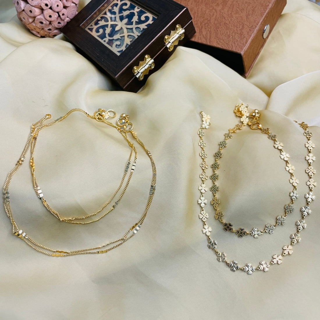 High Quality Stylish Gold Plated Anklets Combo