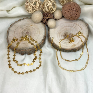 High Quality Stylish Gold Plated Anklets Combo