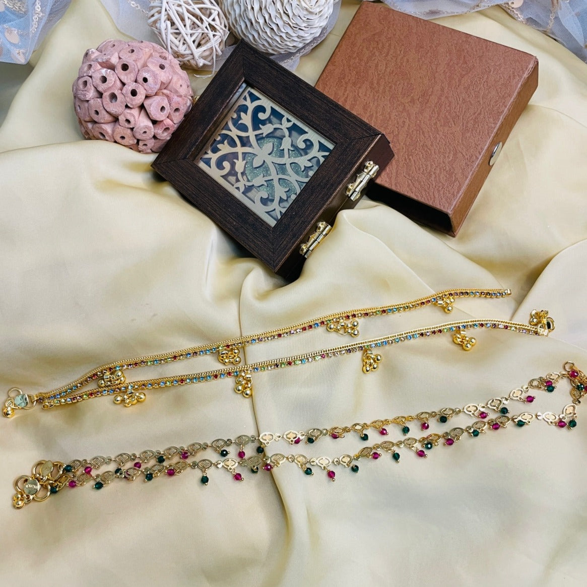 Elegant Gold Plated Anklets Combo - Abdesignsjewellery