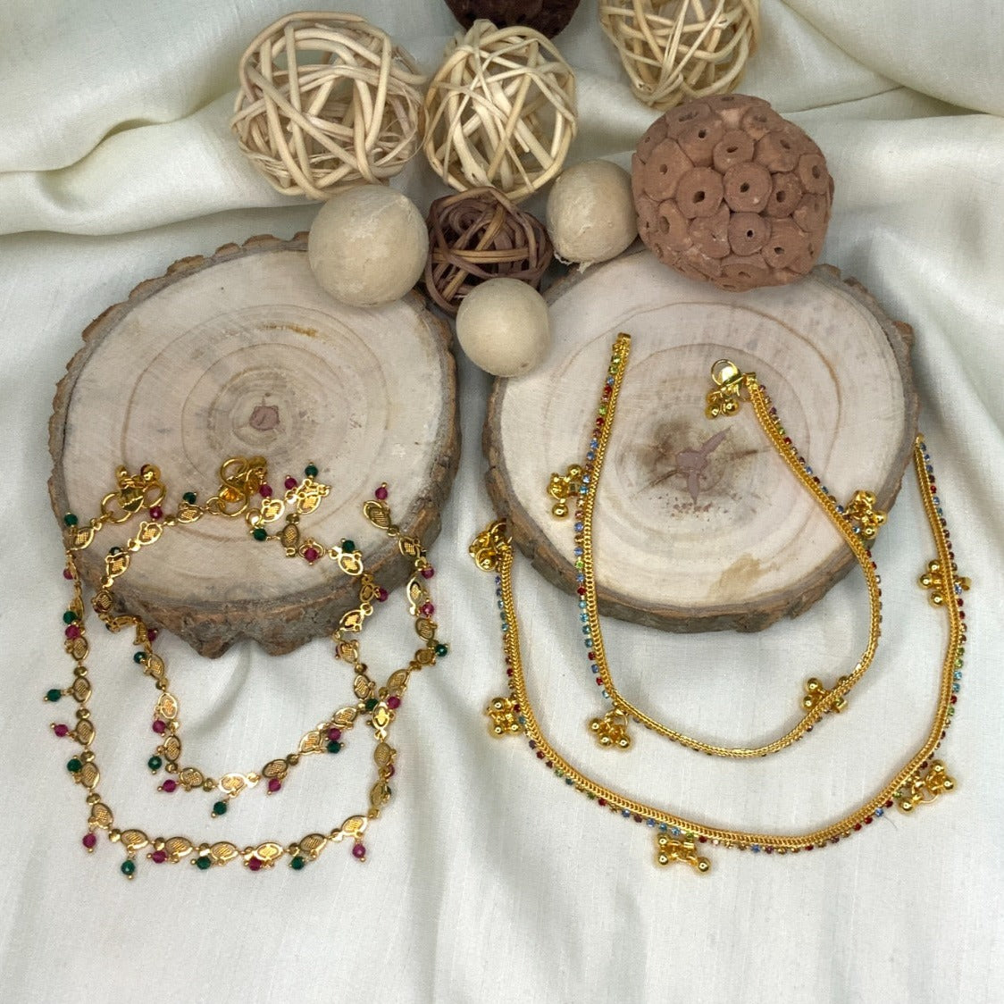 Elegant Gold Plated Anklets Combo - Abdesignsjewellery