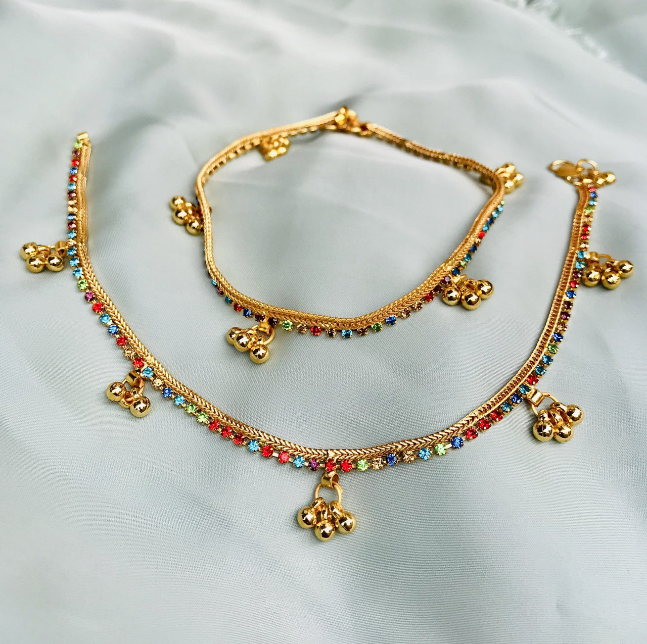 MULTICOLOUR GOLD PLATED ANKLET