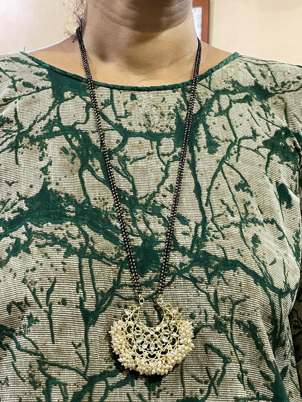Beautiful Round Pearl Drop Mangalsutra - Abdesignsjewellery