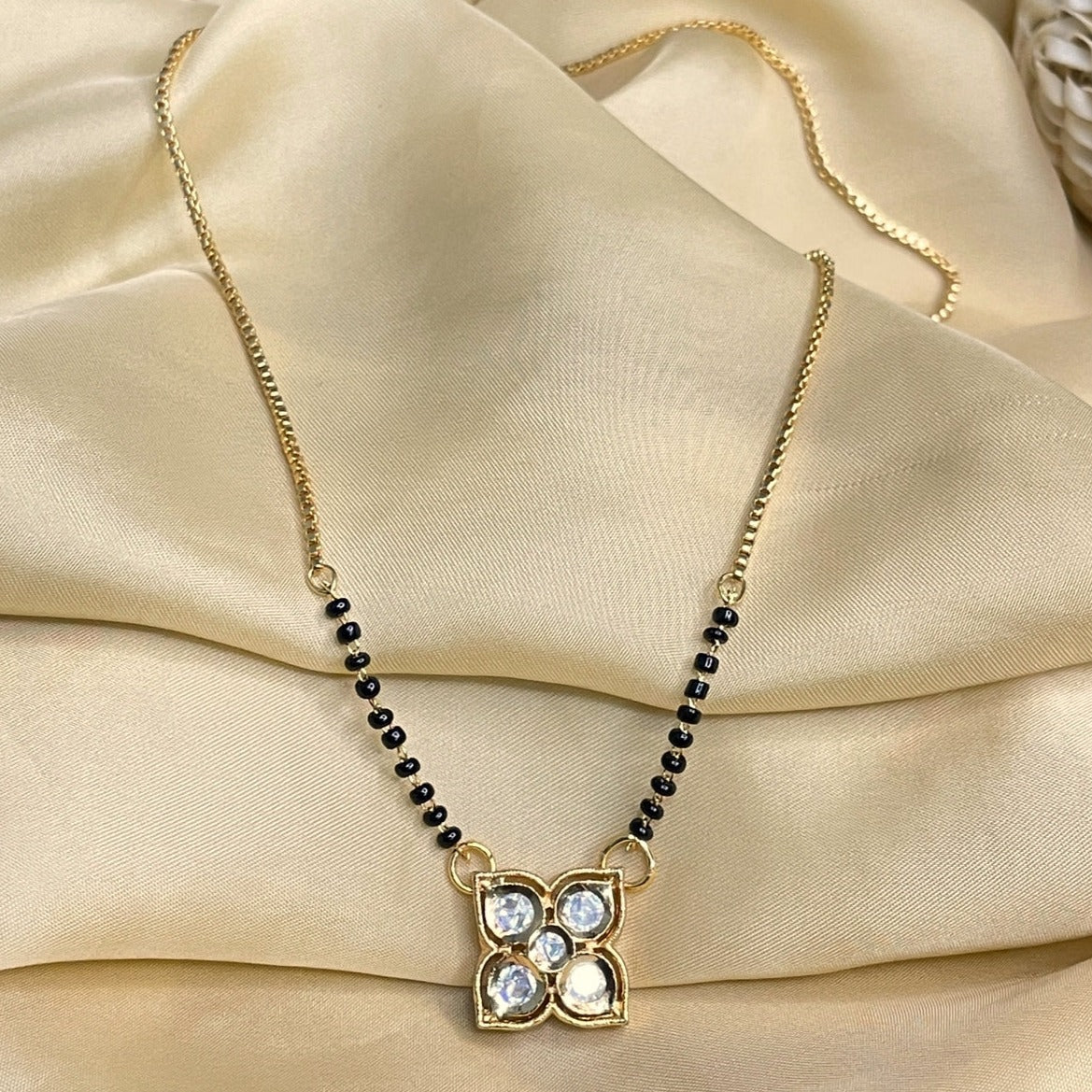 Beautiful Stylish Unique Flower Polki Mangalsutra - Abdesignsjewellery