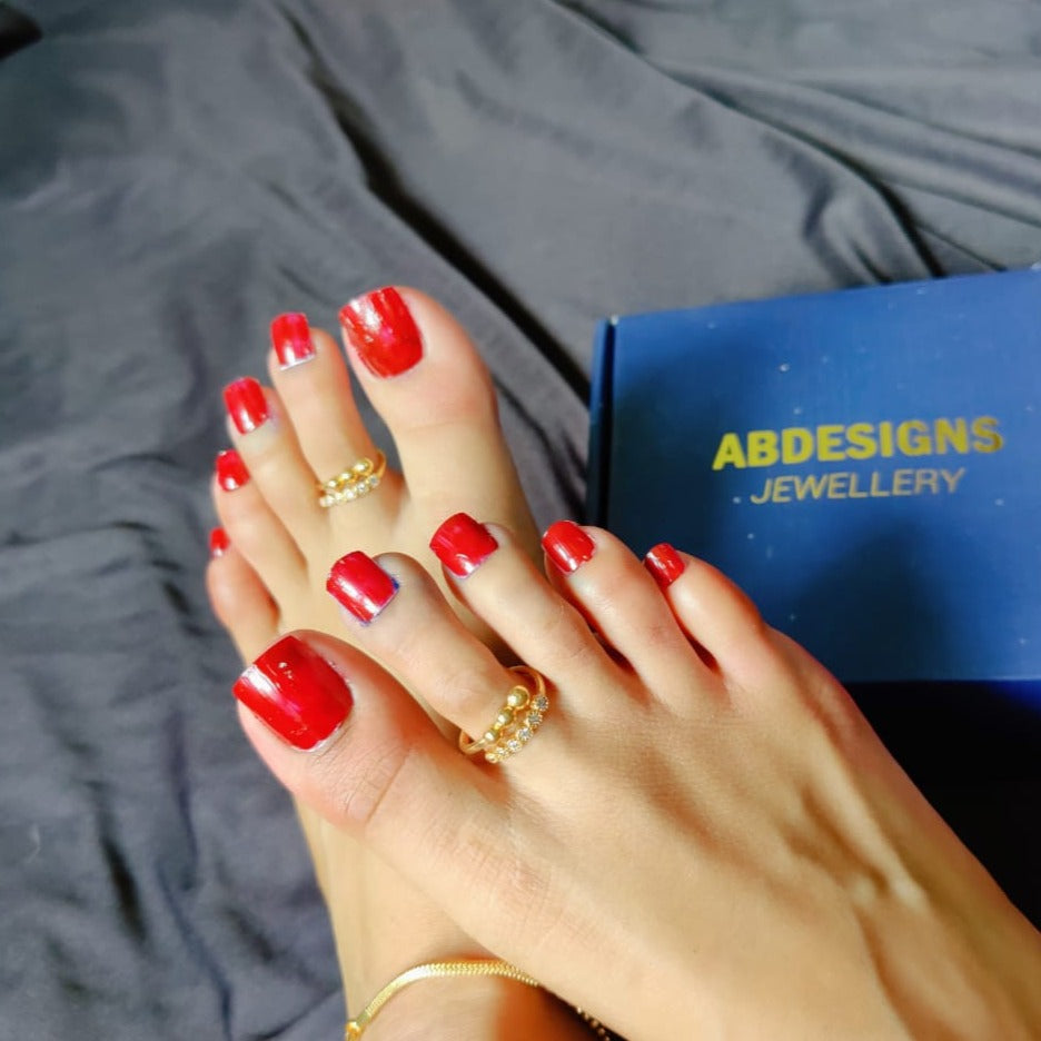Charming Golden Anklet Toerings Combo - Abdesignsjewellery