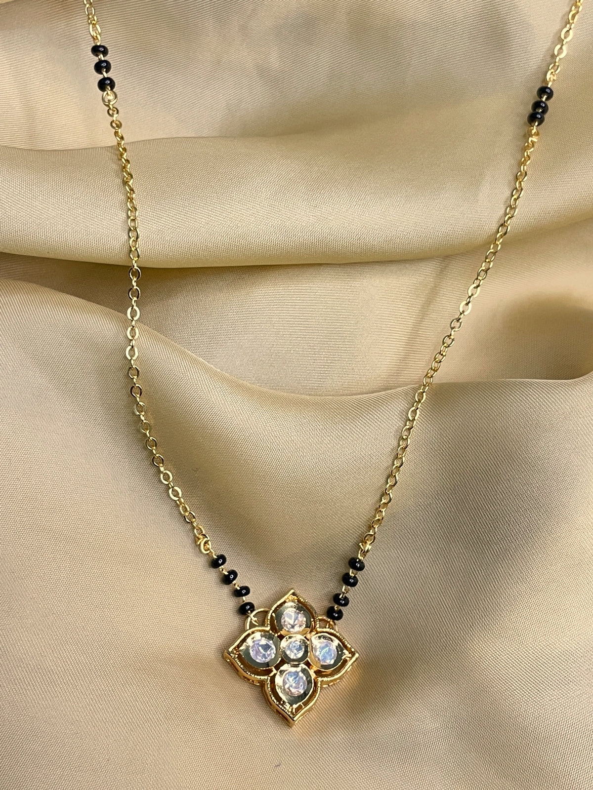 Appealing White Flower Polki Mangalsutra - Abdesignsjewellery