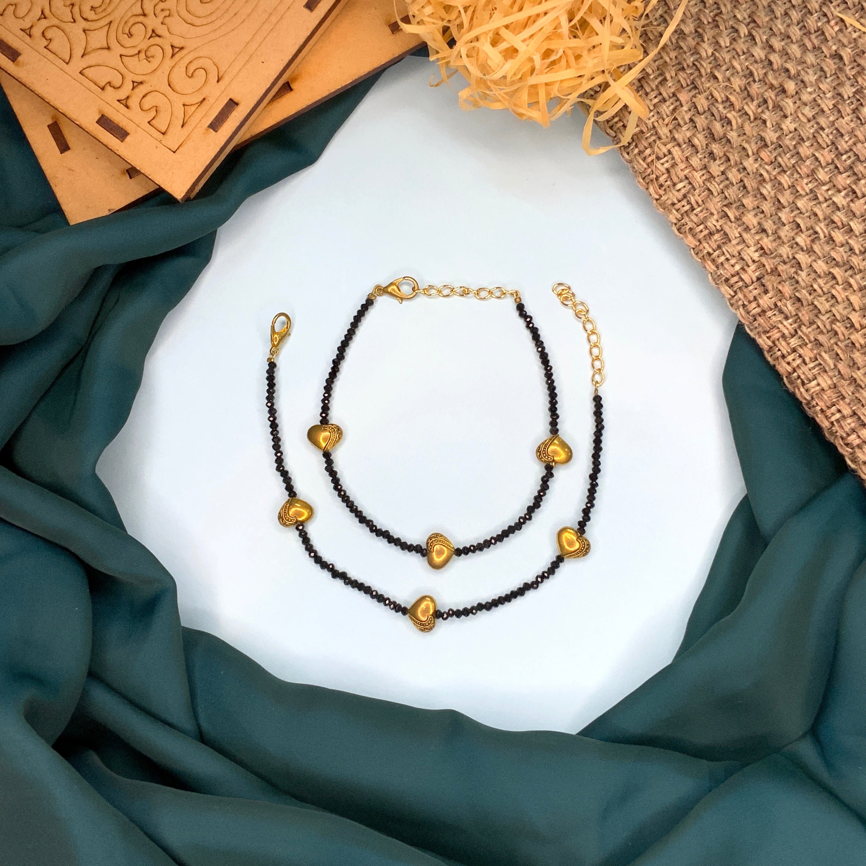 Beautiful Heart Shape Crystal Bead Anklet - Abdesignsjewellery