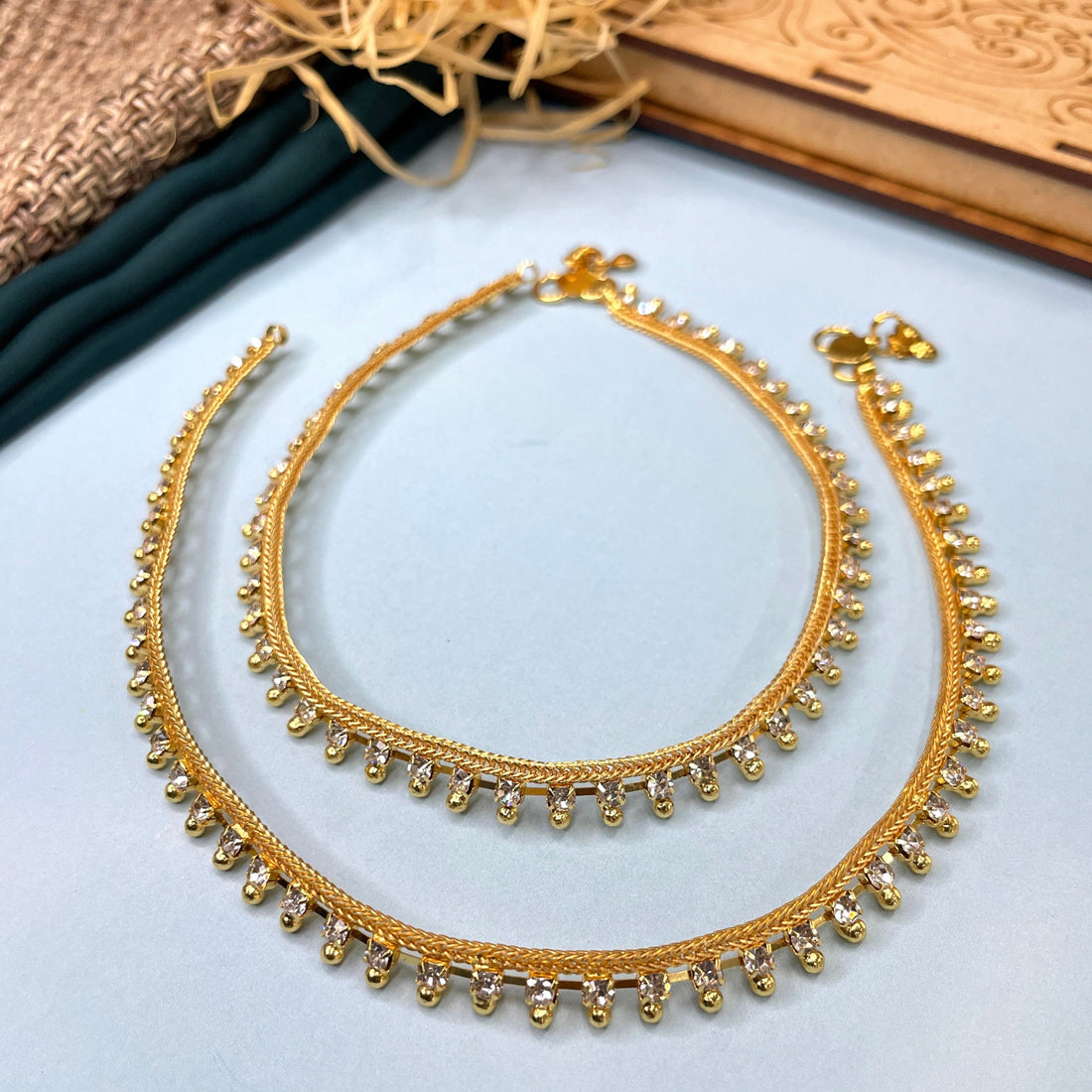 BEAUTIFUL GOLD PLATED DIAMOND ANKLET - Abdesignsjewellery