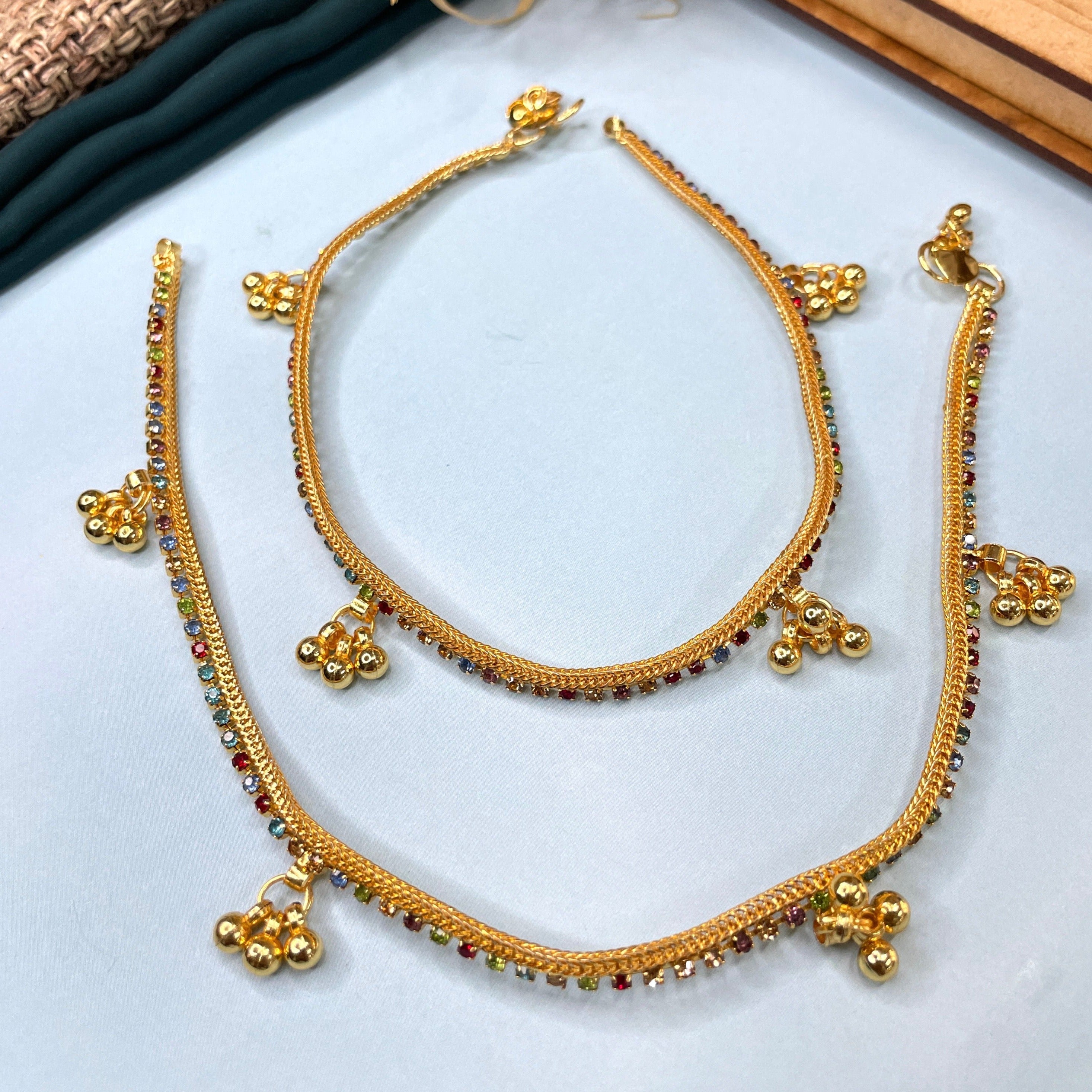 MULTICOLOUR GOLD PLATED ANKLET - Abdesignsjewellery