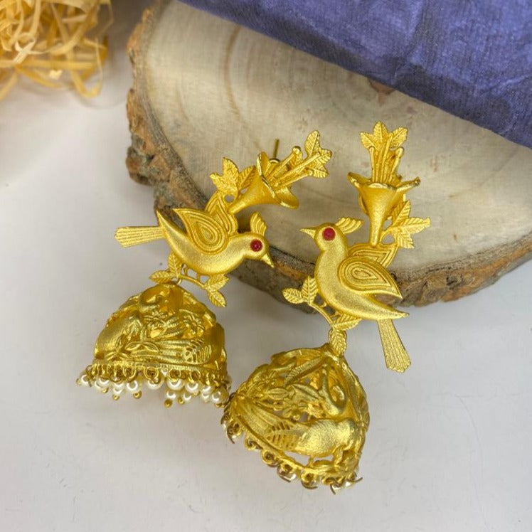 High Quality Matt Gold Plated Sparrow Jhumka