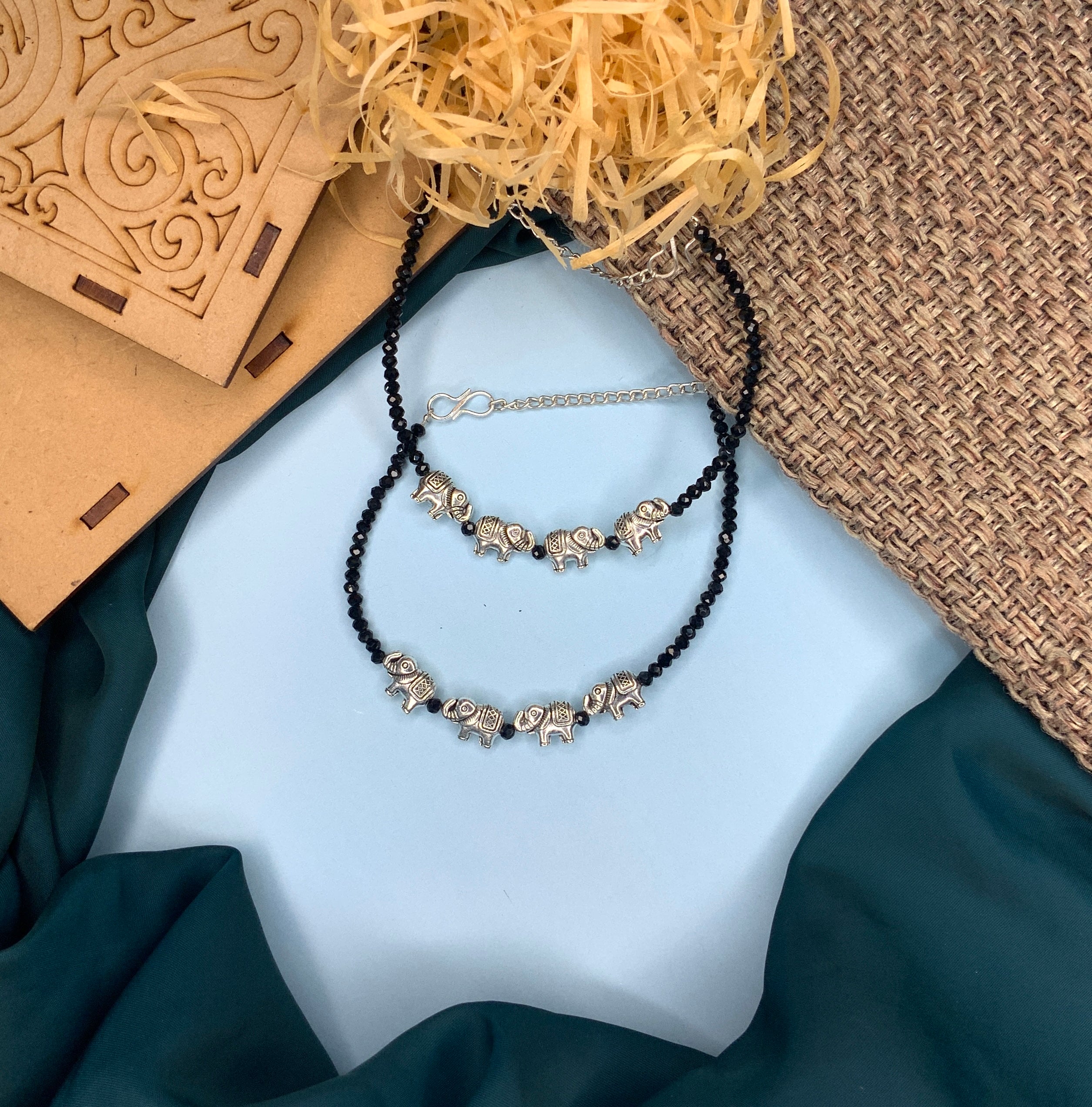 Lovely Crystal Beads Silver Plated Anklet