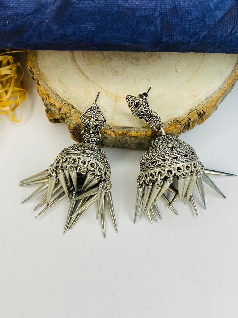 Modern Antique Oxidised Jhumka Earring