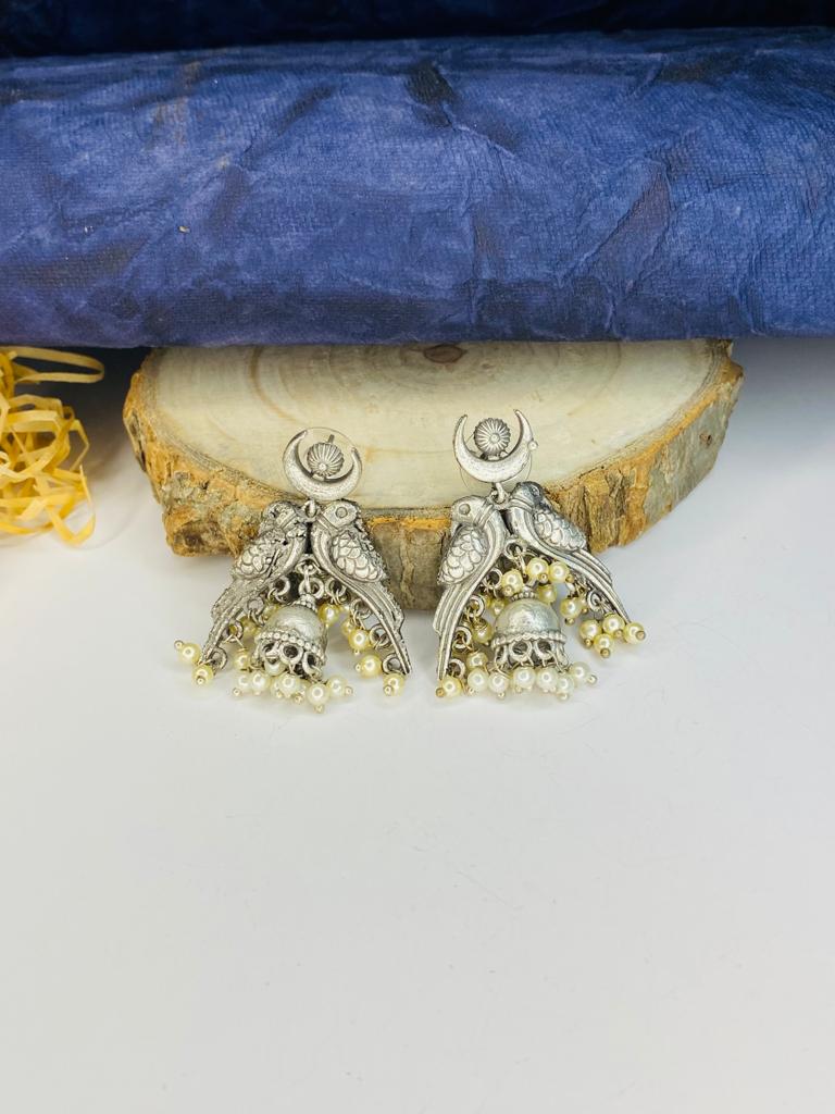 Latest Fusion Silver Plated Parrot Earring