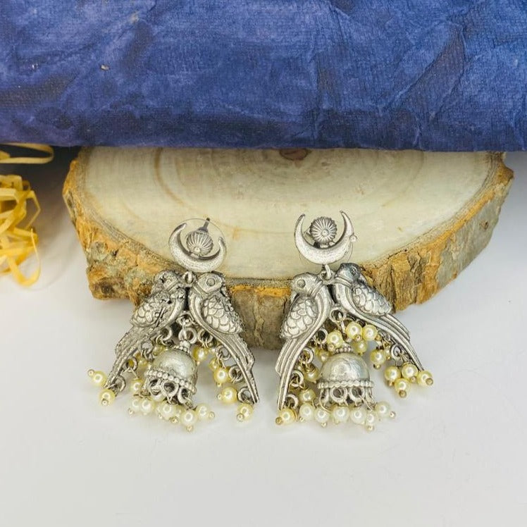 Latest Fusion Silver Plated Parrot Earring