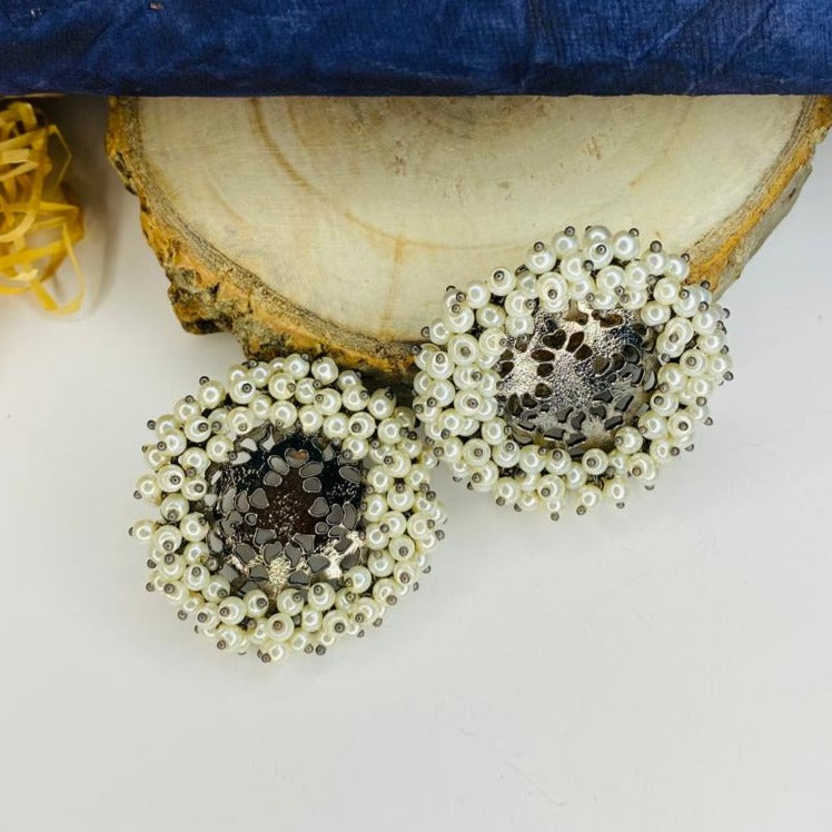 Elegant Silver Plated Beads Studs Earring - Abdesignsjewellery