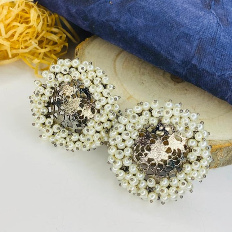 Elegant Silver Plated Beads Studs Earring - Abdesignsjewellery