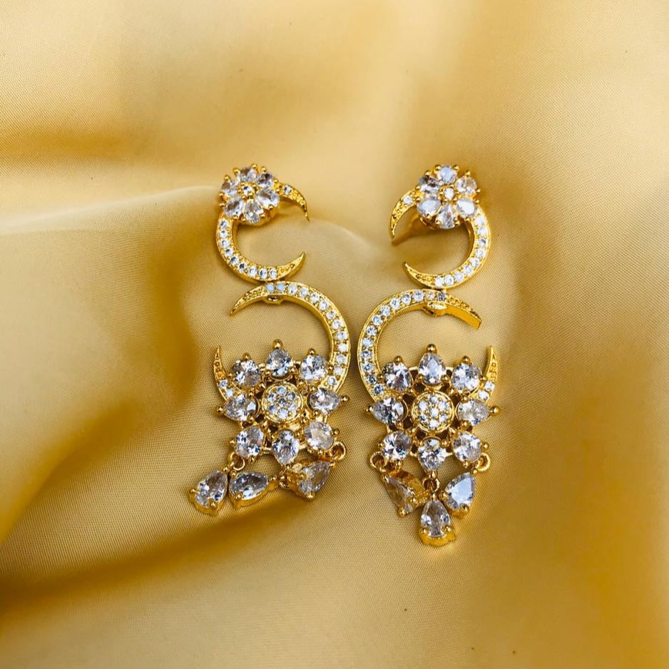Half Moon American Diamond Earrings