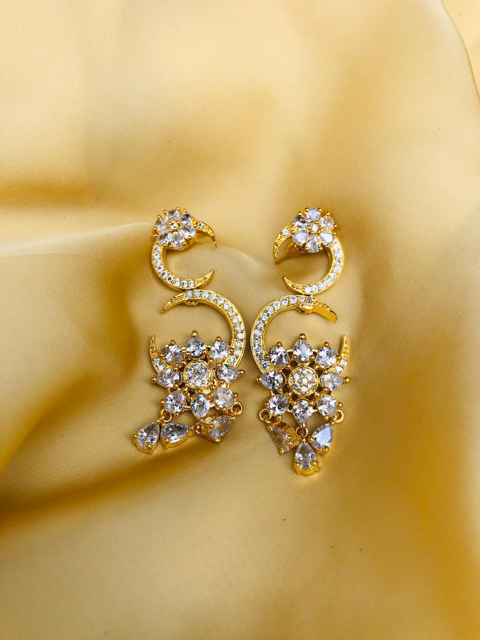 Half Moon American Diamond Earrings