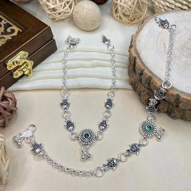 Elegant Silver Plated Fish Anklets