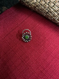 Thumbnail for Green Dazzling Silver Nose Pin