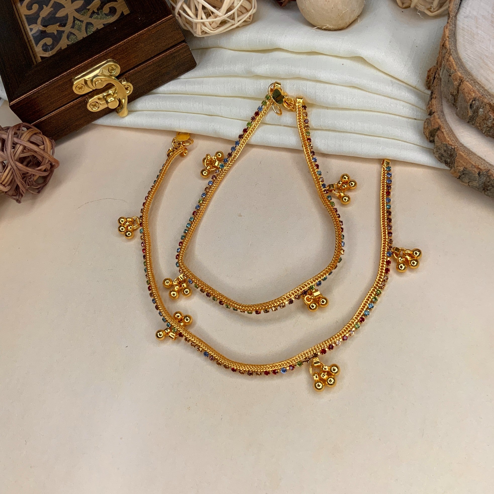 MULTICOLOUR GOLD PLATED ANKLET - Abdesignsjewellery