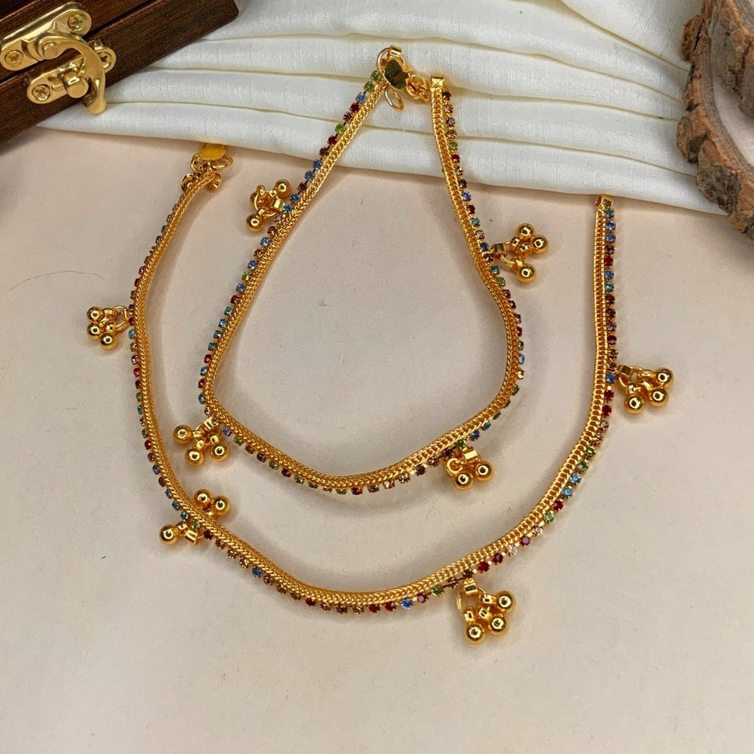 MULTICOLOUR GOLD PLATED ANKLET - Abdesignsjewellery