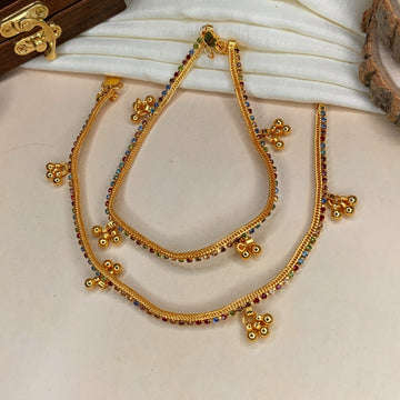 MULTICOLOUR GOLD PLATED ANKLET - Abdesignsjewellery