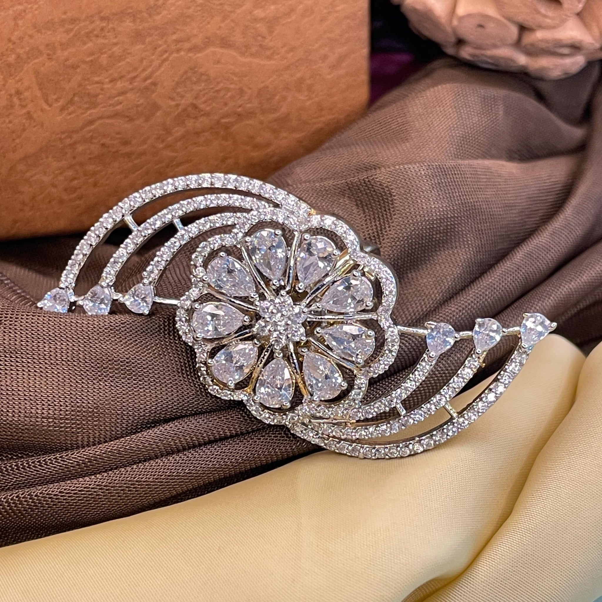 Oversized Choki American Diamond Floral Rings