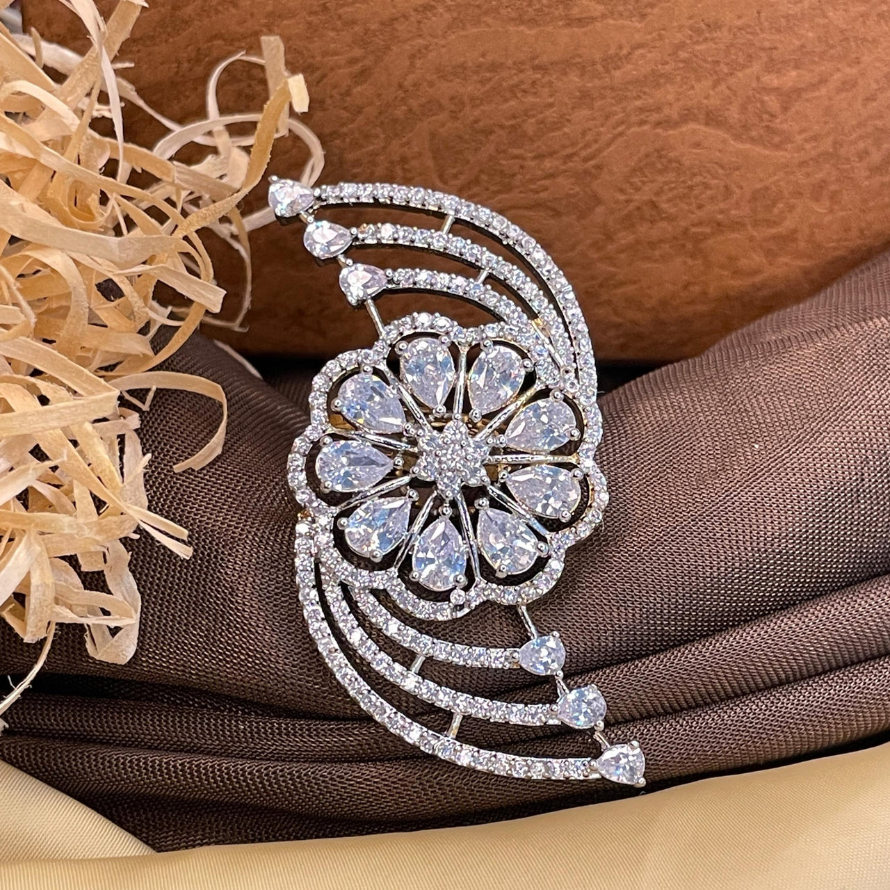 Oversized Choki American Diamond Floral Rings