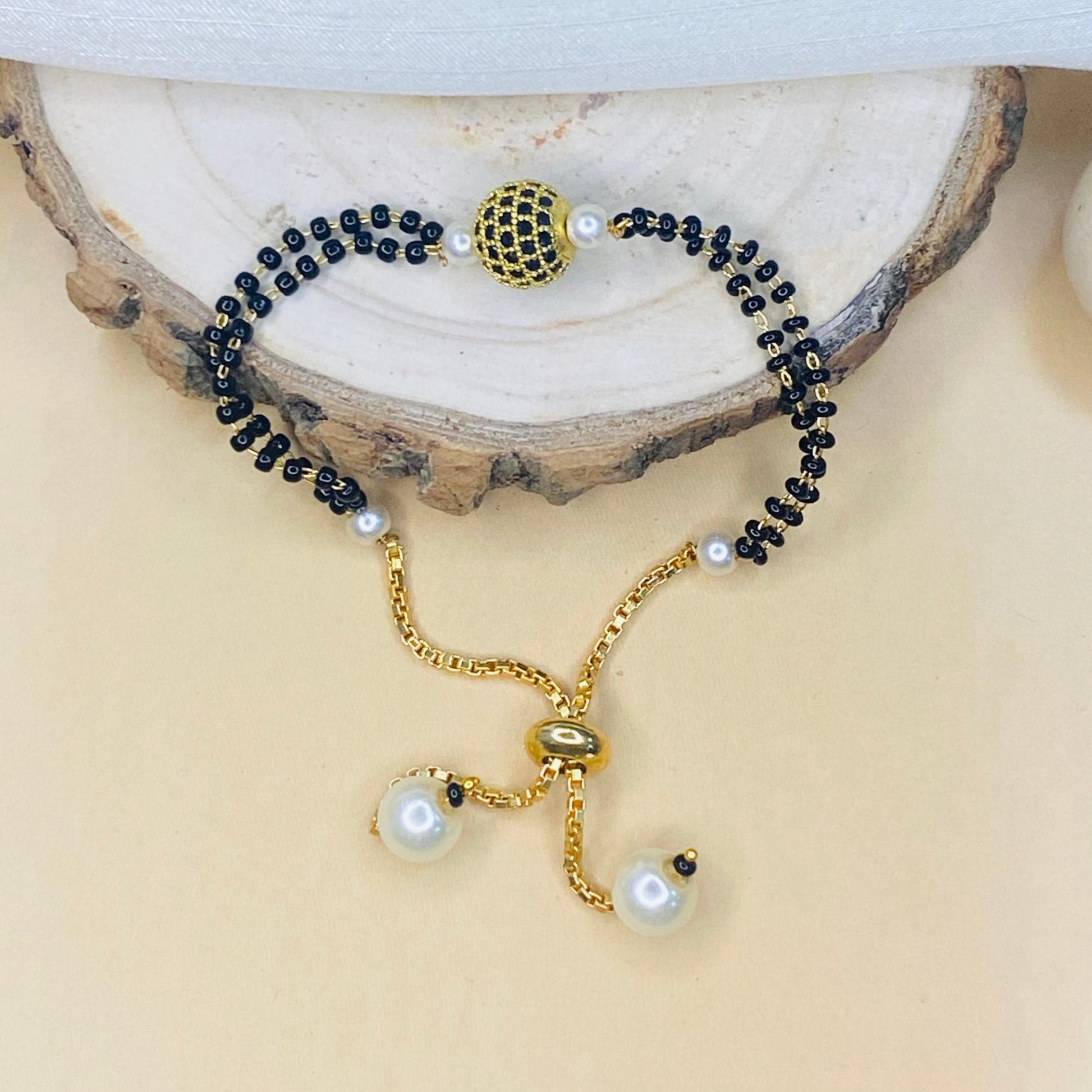 Black Ball Hand Mangalsutra - Abdesignsjewellery