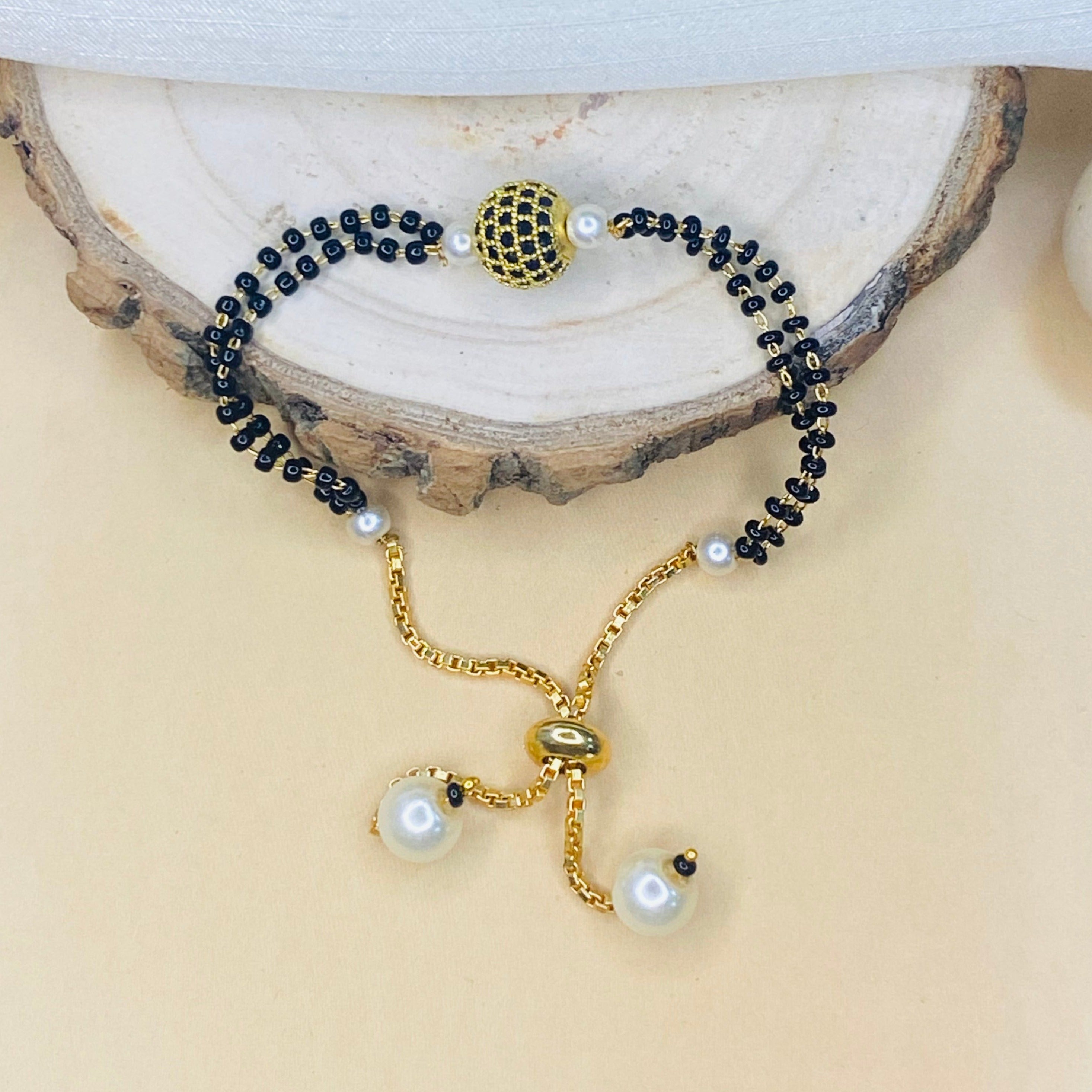 Black Ball Hand Mangalsutra - Abdesignsjewellery