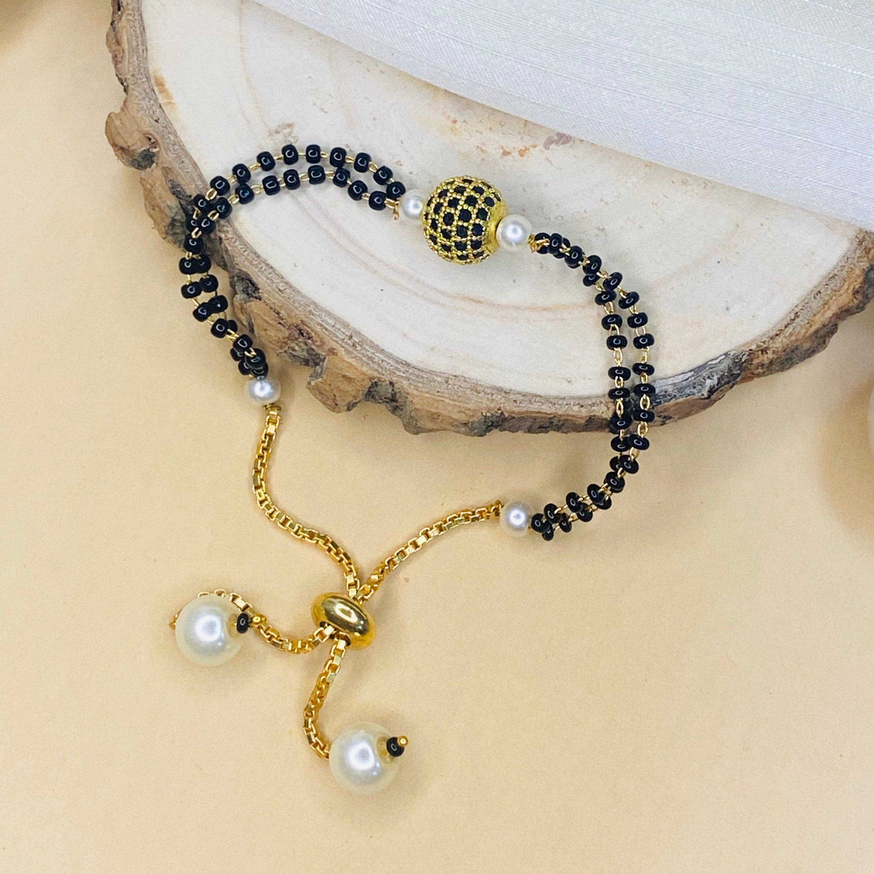 Black Ball Hand Mangalsutra - Abdesignsjewellery