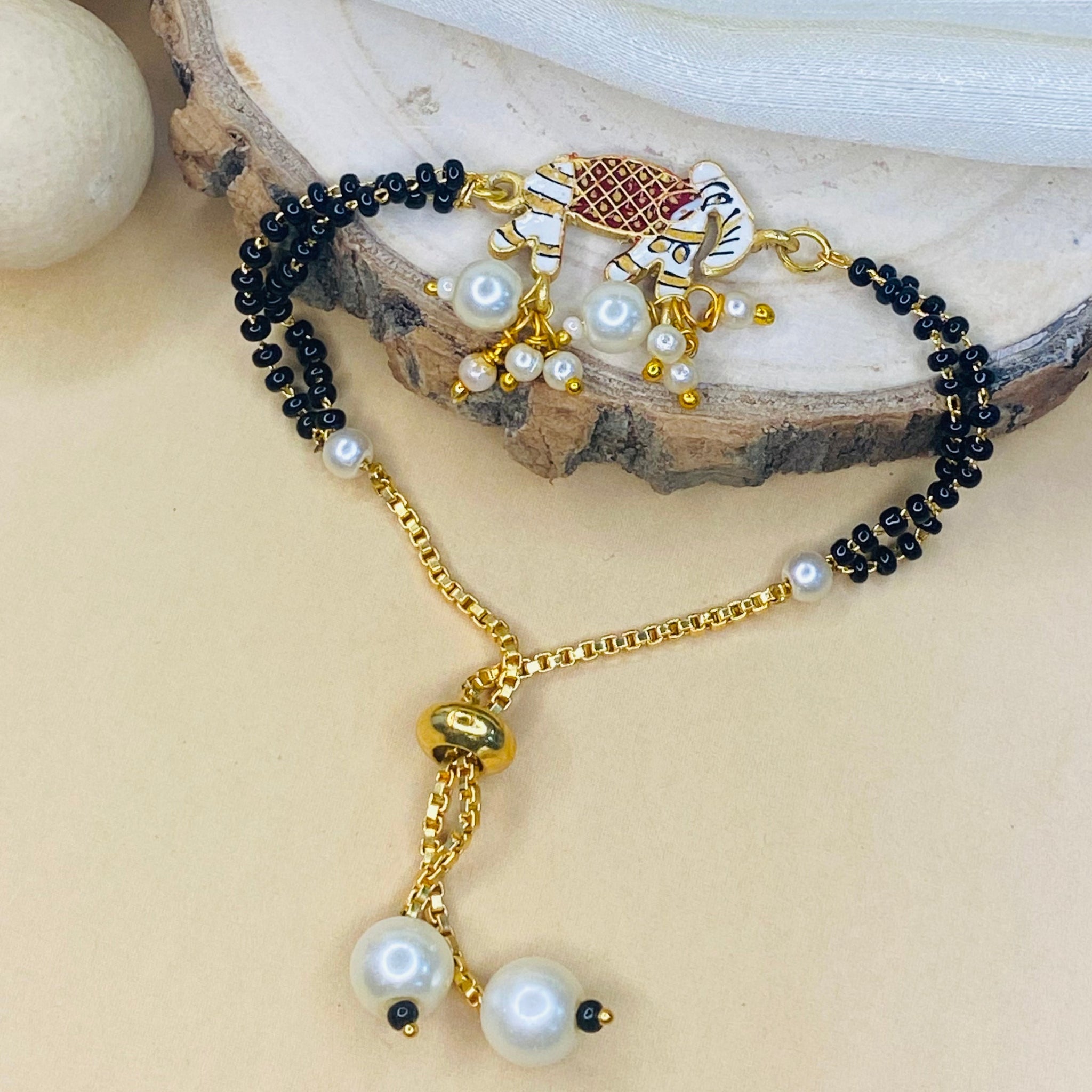 Hand Paint Elephant Hand Mangalsutra - Abdesignsjewellery