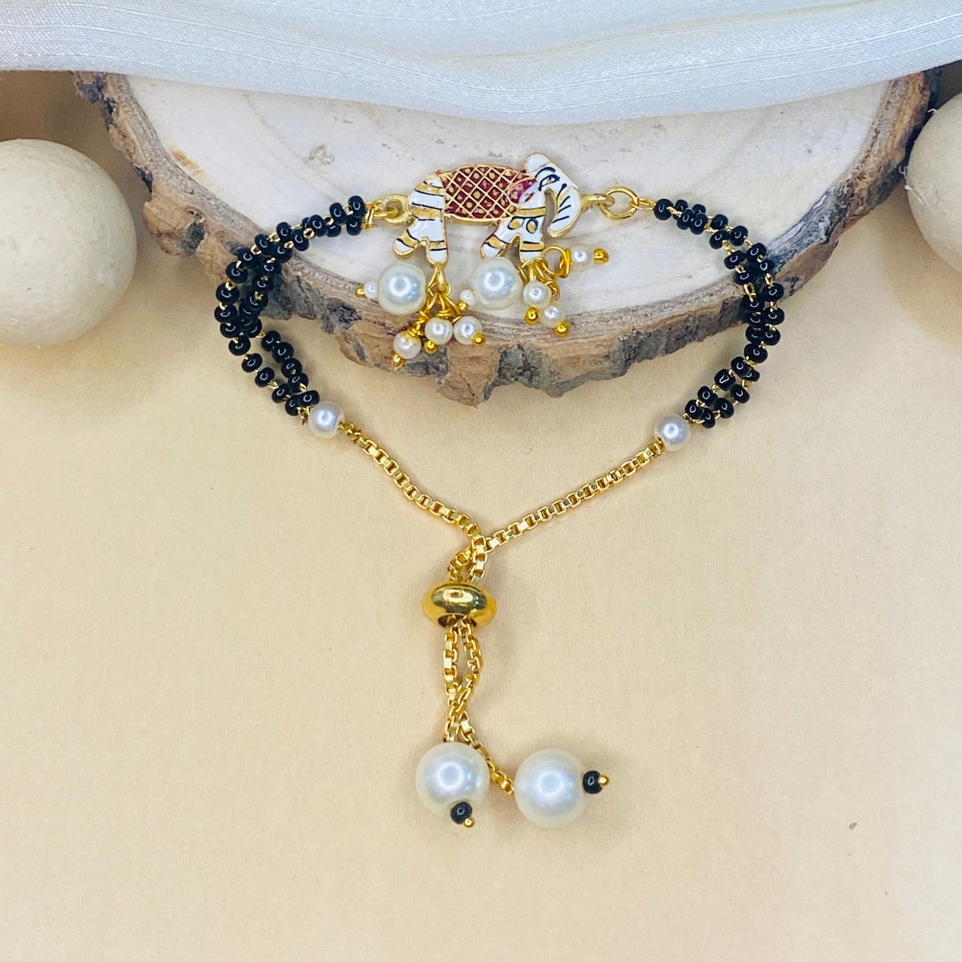 Hand Paint Elephant Hand Mangalsutra - Abdesignsjewellery