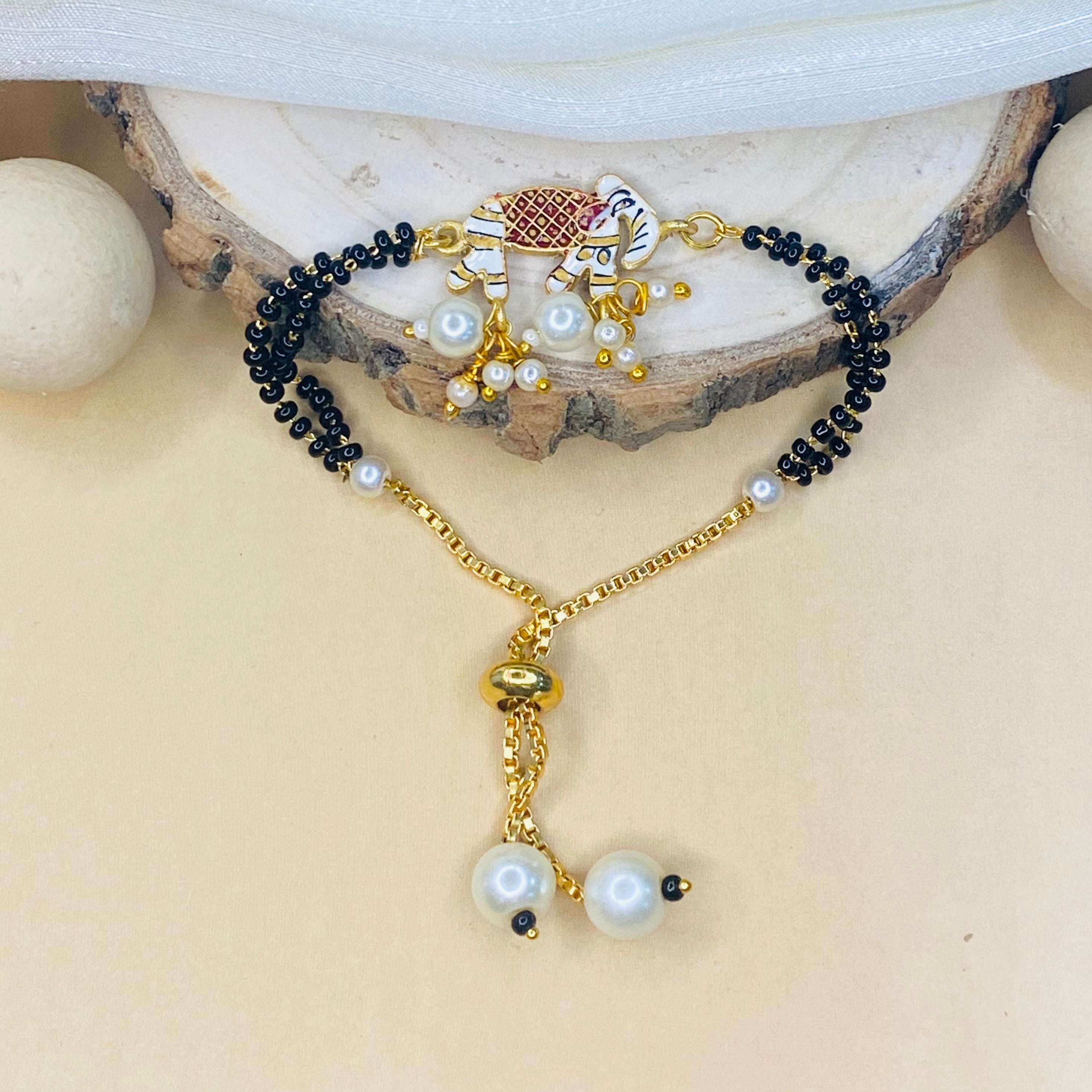 Hand Paint Elephant Hand Mangalsutra - Abdesignsjewellery