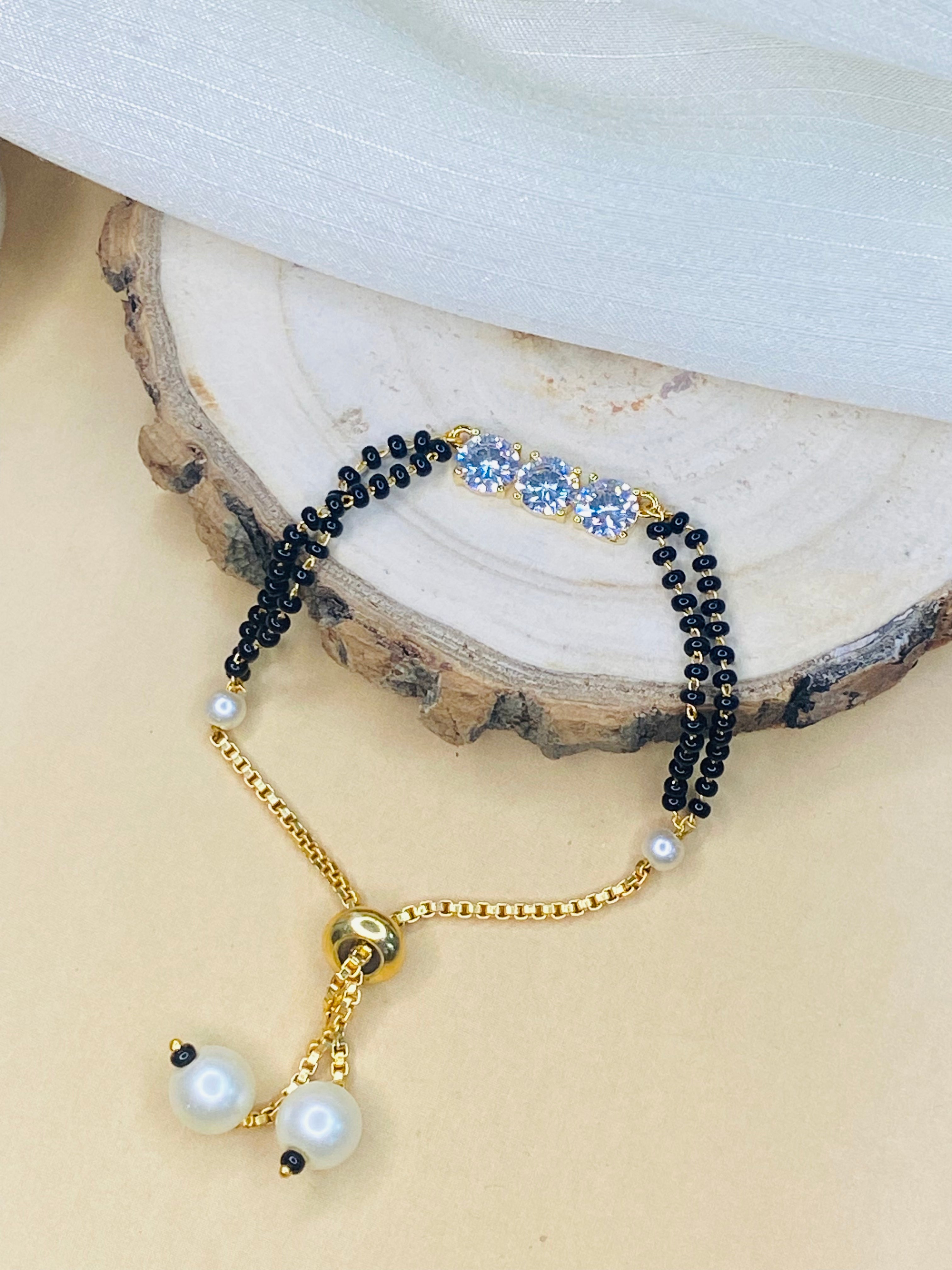 Three Diamond Hand Mangalsutra - Abdesignsjewellery