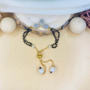 Half Flower American Diamond Hand Mangalsutra - Abdesignsjewellery