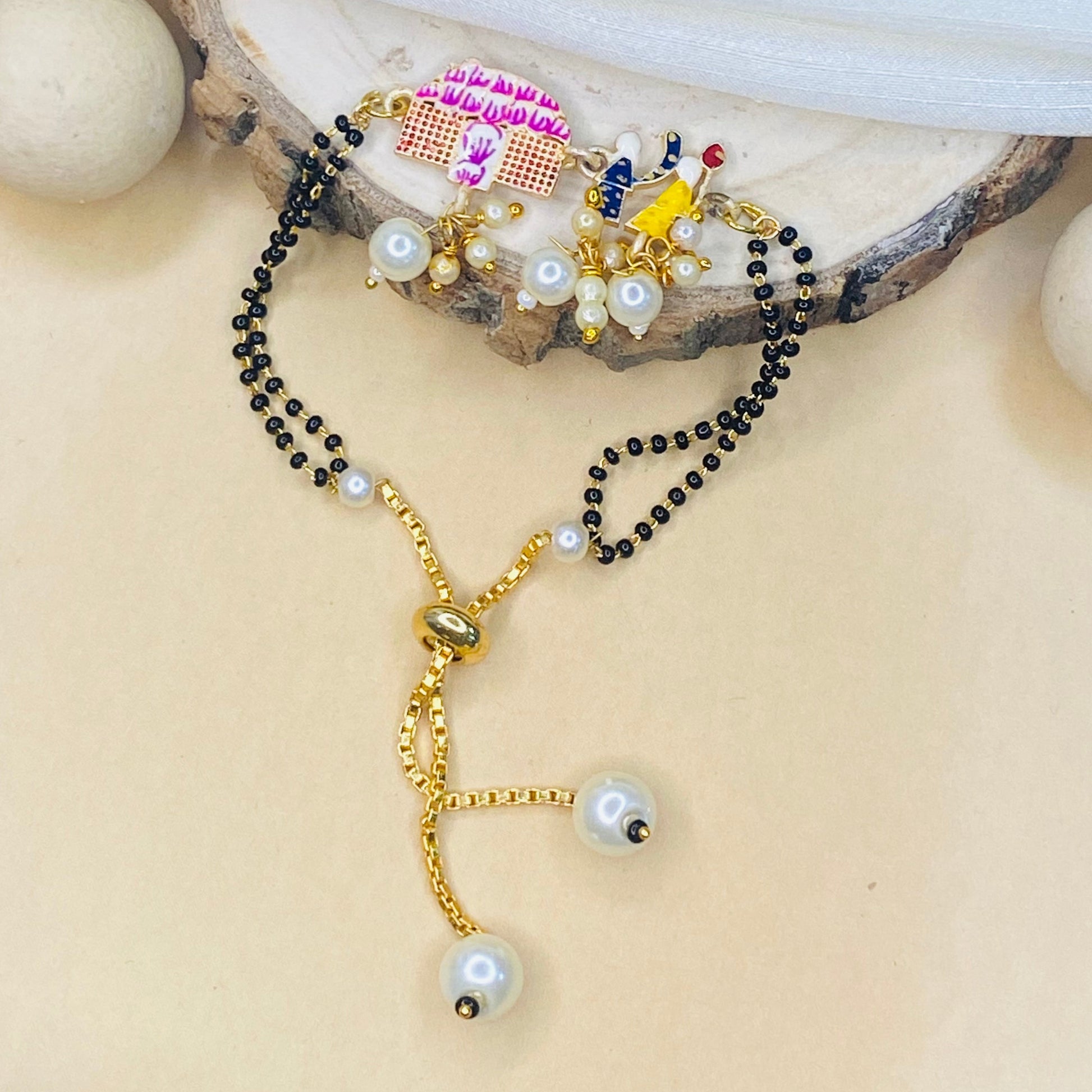 Hand Paint Palkhi Couple Hand Mangalsutra - Abdesignsjewellery