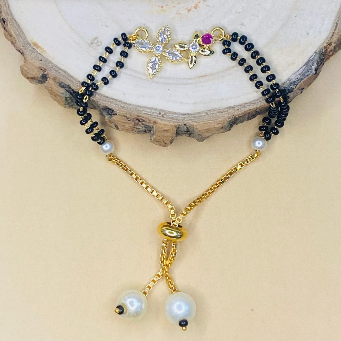 Double Flower Gold Hand Mangalsutra - Abdesignsjewellery