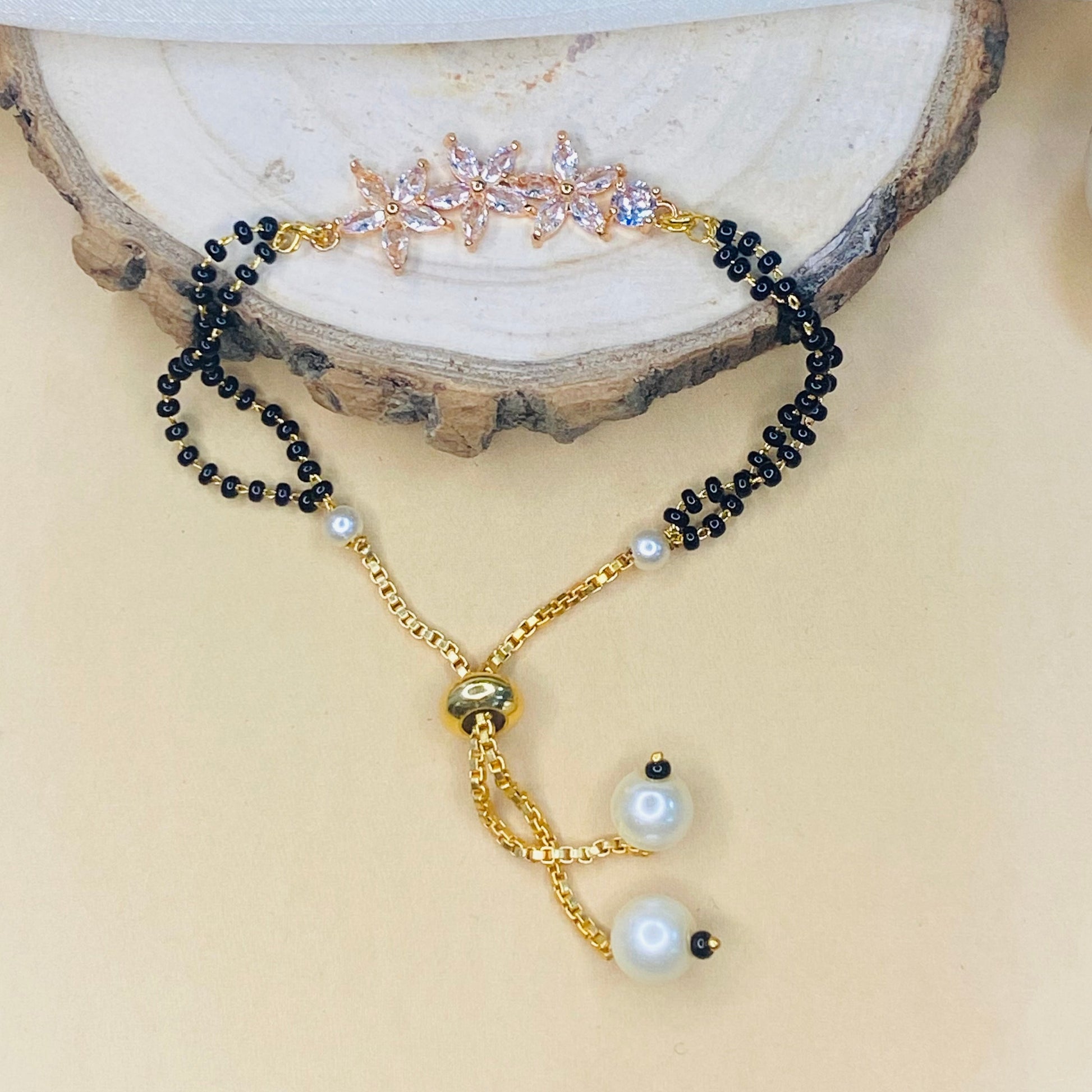 Elegant Rose Gold Flower HandMangalsutra - Abdesignsjewellery