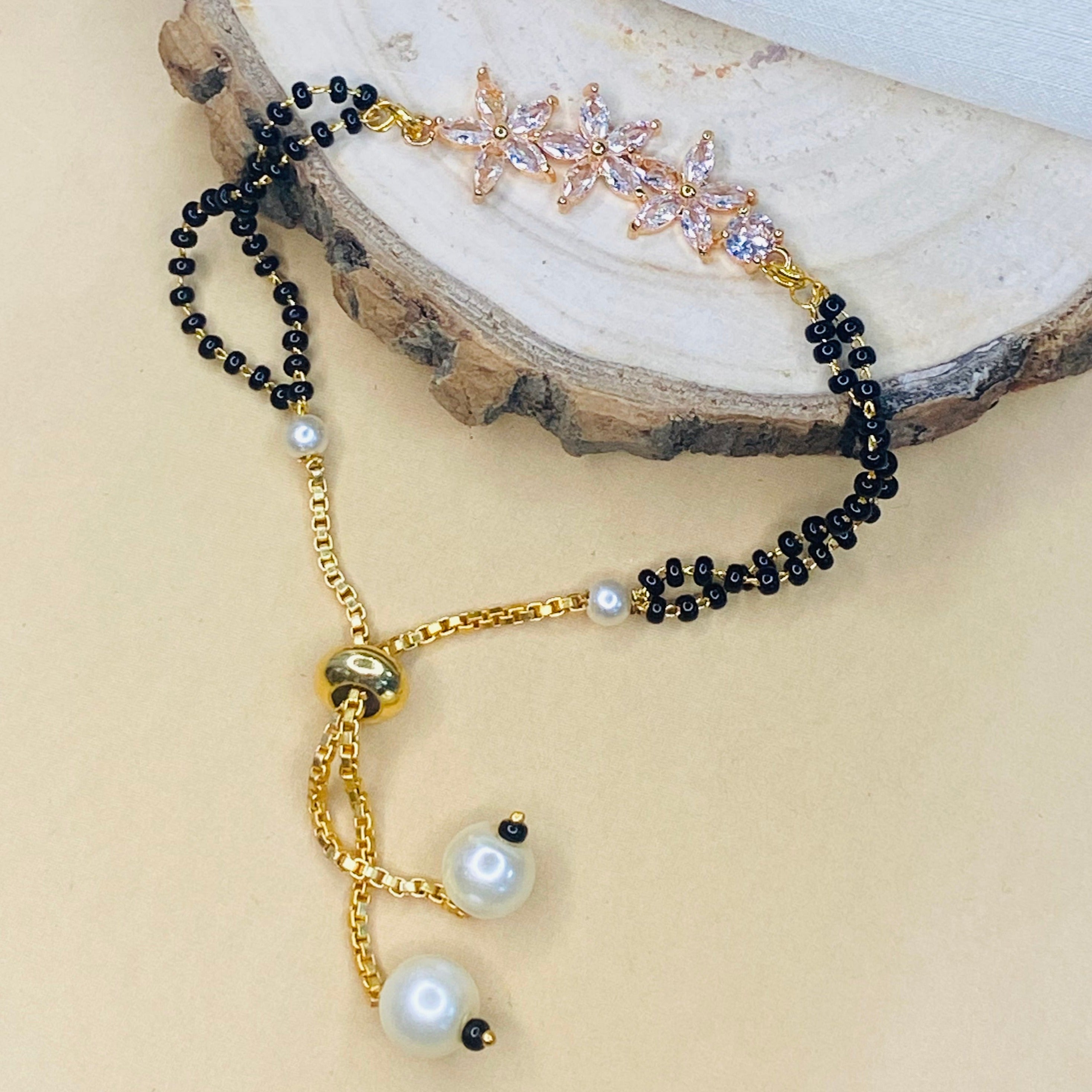 Elegant Rose Gold Flower HandMangalsutra - Abdesignsjewellery