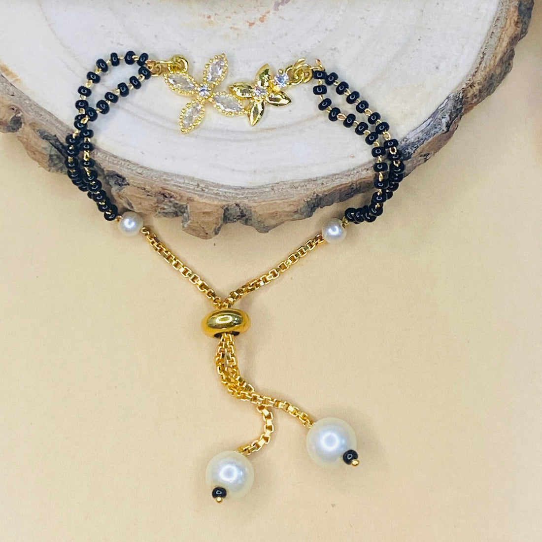 Double Flower Gold Hand Mangalsutra - Abdesignsjewellery